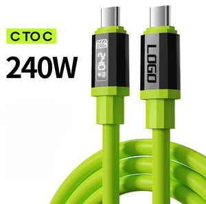 Câble de charge haute puissance universel Type C vers Type C 240W avec écran d'affichage de puissance <span class=keywords><strong>pour</strong></span> Xiaomi Huawei OPPO VIVO iPhone 15 16 17 Samsung - Product Image 1