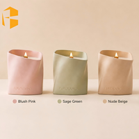 Pot de bougie parfumée en céramique avec logo personnalisé FUBEI LIVING, bougie en cire de soja à finition mate avec mèche en bois, marque privée