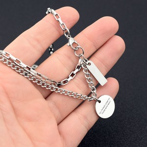 New Retro Simple <b>Titanium</b> Steel Circular Letter Shaped Pendant Necklace Silver Plated Unisex's Necklaces Fashionable Jewelry - Product Image 4