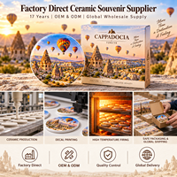 Aimant de réfrigérateur en céramique souvenir de Turquie Cappadocia avec paysage de montgolfière, coffret cadeau, aimant de réfrigérateur personnalisé, souvenir en gros