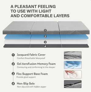 三つ折りメモリフォームマットレス,<span class=keywords><strong>4</strong></span>インチキングサイズ折りたたみマットレス洗えるカバー付き,旅行用ポータブルベッド & ゲスト用 - Product Image 5