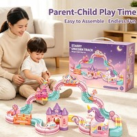 Mainan Mobil Balap 3D Magic Flexible Race Track Unicorn Model Baru 2026, Set Blok Rel Kereta Listrik Kreatif untuk Perakitan, dengan Slot Kubus