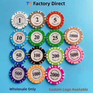 Juego de Fichas de Póker de Arcilla de 14g con Estuche de Aluminio, Logotipo Personalizado, Venta al Por Mayor - Listo para Torneos de <span class=keywords><strong>Texas</strong></span> <span class=keywords><strong>Holdem</strong></span>, Stock Disponible, MOQ Bajo - Product Image 1