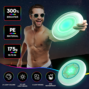 Disco Volador LED de 10.75 Pulgadas, Plástico PP, 175g, con 21 Colores, 121 Luces LED, 3 Modos de Iluminación, Resistente al Agua IP65, Juguete Deportivo Unisex - Product Image 1