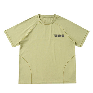 Camiseta Deportiva de Manga Corta para Hombre Healy, Cuello Redondo, Absorbe la Humedad, Color Sólido, Poliéster, Corte Regular, Amarillo - Product Image 3