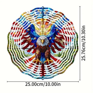 Molino de Viento Acrílico Patriótico con Diseño de Águila y Árbol de la Vida, Adorno Colgante Único para Exteriores, Montado en Pared, 20 cm de Diámetro, para Patio, Jardín, Granja - Product Image 6