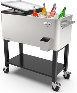 Carrito Enfriador con Aislamiento de Gran Capacidad de 80QT, Carrito Enfriador con Ruedas, Enfriador de Cerveza, Caja de Hielo Metálica con Ruedas para Exteriores - Product Image 3