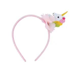 2024 Pink Unicorn Hair Cute Headband Glitter Animal Girl Kids Headbands Birthday Party Gift Band Hair Accessories