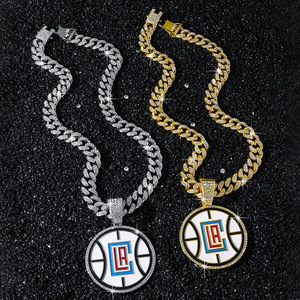 2026 Hot Selling Popular Design Hiphop Style Geometric <b>Basketball</b> Pendant Necklace Men's Alloy Necklace Trendy Jewelry Wholesale - Product Image 1
