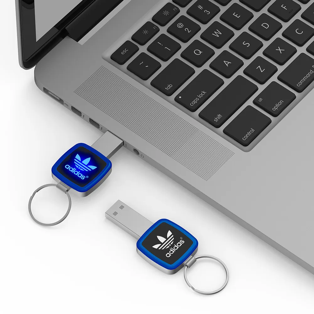 New Metal Keychain LED Light Up USB flash drives (U55)