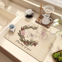 Tapis de drainage en boue de diatomée motif papillon, haute qualité, pour la vaisselle et la table, tapis absorbant, tapis isolant spécial