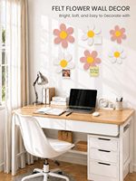 6 pièces de décoration murale en feutre motif marguerite, tableau d'affichage en feutre marguerite pour chambre de bébé fille, art mural acoustique en feutre pour chambre à coucher et chambre de bébé