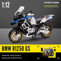 1:12 échelle BWM R1250GS modèle en métal moulé sous pression moto son et lumière caractéristiques roue avant direction ornement alliage modèle jouet