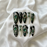 Faux ongles en acrylique faits à la main, vente en gros, motif 3D Flare pour fêtes et usage quotidien, style gothique personnalisé, en vrac