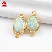 Pendentif en laiton plaqué or 18 carats avec opale synthétique ovale, connecteurs en opale de feu blanche pour collier, bracelet, bricolage (vente en gros)