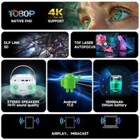 Projecteur extérieur WOWOTO Factory M8, projecteur intelligent Android avec batterie, mini-projecteurs DLP, Wifi intégré, haut-parleur 5 en 1