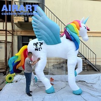 Ballon gonflable licorne pour fête à thème, statue de licorne personnalisée en couleur pour exposition en plein air dans un parc
