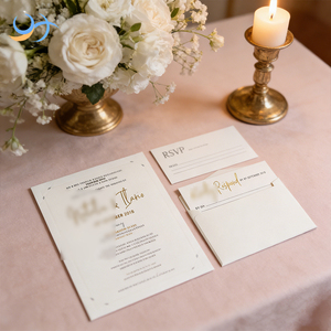 Invitations de poche personnalisées de luxe avec dorure à chaud et cartes RSVP |   Enveloppes personnalisées blanches pour invitations de <span class=keywords><strong>mariage</strong></span> pour événements nuptiaux - Product Image 4