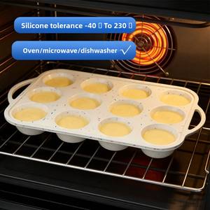 Molde de silicona al por mayor para hornear 12 magdalenas, bandeja de hierro con revestimiento de silicona de grado alimenticio, molde para 24 magdalenas en forma de cadena - Product Image 2