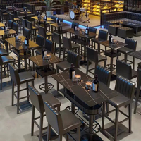 Meubles de restaurant modernes en métal, banquettes de café, mobilier de restauration rapide, canapé avec tables et chaises en métal pour restaurant, mobilier de bar