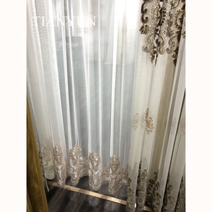 Rideaux fantaisie semi-transparents floraux en <span class=keywords><strong>organza</strong></span> 100% polyester brodé de 108 pouces pour salon et fenêtre, style européen, vente chaude à Dubaï - Product Image 2