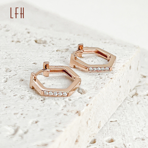 Pendientes Geométricos Nuevos con Forma de Zirconia, Pendientes de Oro Real de 18k para Mujer, Joyería de Oro Puro de 18k - Product Image 4