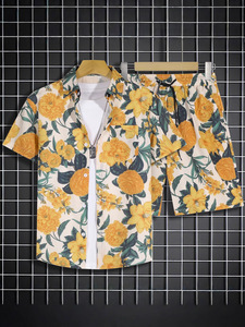 <span class=keywords><strong>Chemise</strong></span> à <span class=keywords><strong>fleurs</strong></span> hawaïennes décontractée <span class=keywords><strong>pour</strong></span> hommes <span class=keywords><strong>pour</strong></span> costume de plage d'été en popeline fine <span class=keywords><strong>pour</strong></span> les vacances en bord de mer et les voyages en couple - Product Image 4