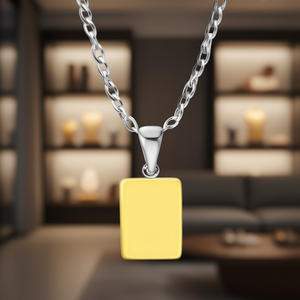 Gold Plated <b>Initial</b> Letter Pendant Necklace on Stainless Steel Figaro <b>Chain</b>, Fashionable Unisex Jewelry for Everyday Wearing, Gi - Product Image 2