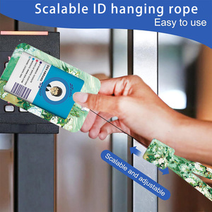 In-stock flower retractable buckle lanyard, night sky starry sky student card <b>holder</b>, work <b>ID</b> card protector, meal card, water - Product Image 3