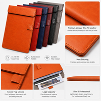 Expédition rapide, Porte-documents en cuir PU A4, Classeur vintage A5 A6 avec rabat et boucle pour stylo en stock pour les réunions de bureau, cadeau