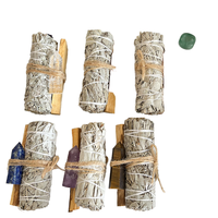 Kit de purification spirituelle aux cristaux : Bouquet de sauge blanche biologique, bâtonnets de Palo Santo, grappe d'agate et géode pour l'énergie aromatique et le nettoyage énergétique