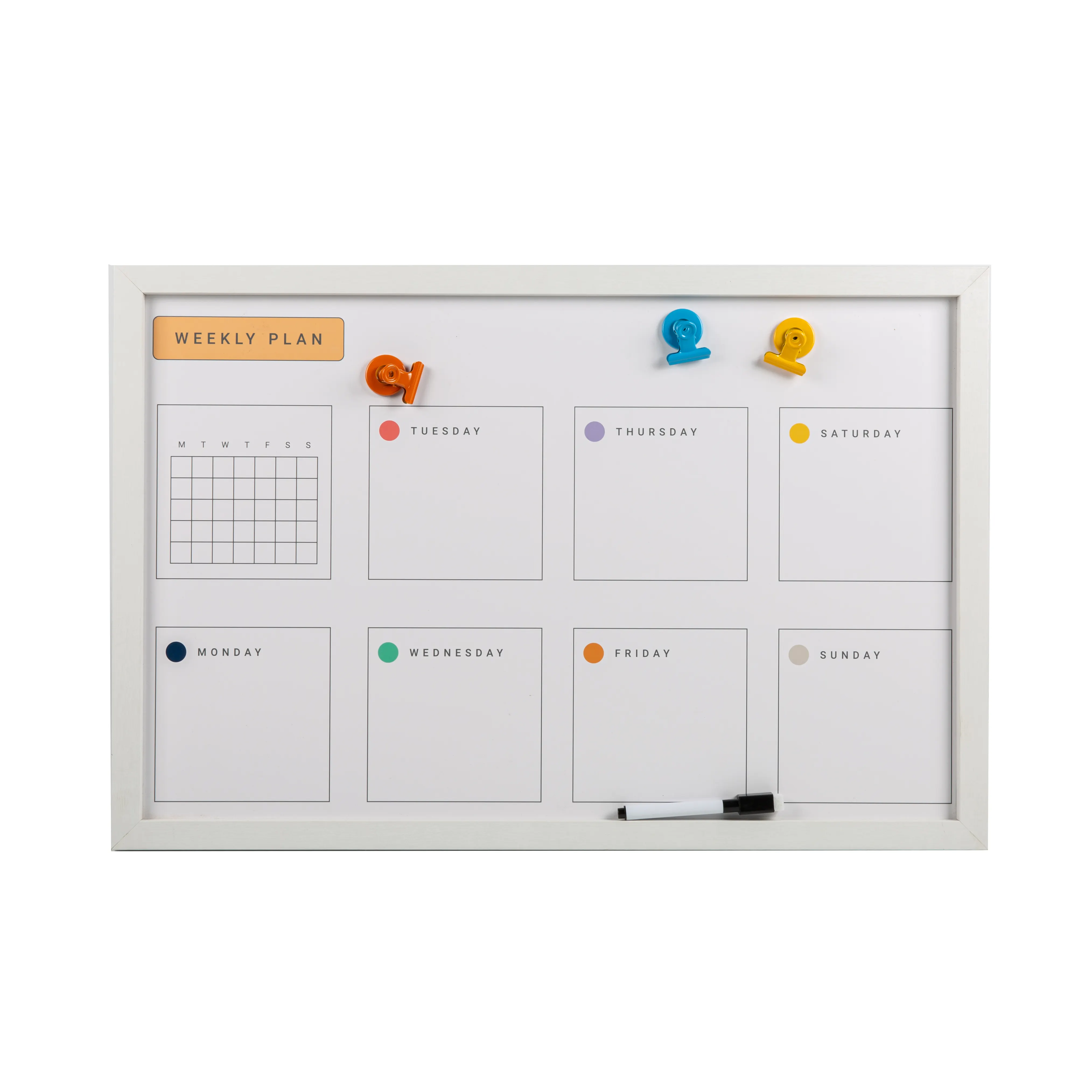 Home Office School Wall Mounted Dry Cleaning Board Weekly Plan Children's Whiteboard With Pen And Clips