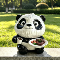 Figurine d'ours panda noir et blanc en résine brillante, artisanat artistique, couleur et taille personnalisables pour hall d'hôtel, bureau, extérieur