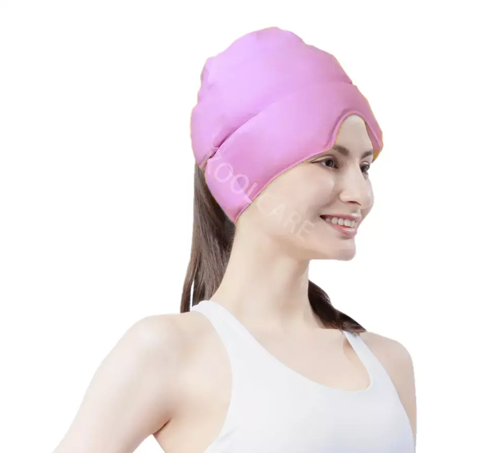 Migren ve gerilim ağrı kesici buz şapka kullanımlık baş ağrısı kabartma şapka jel buz paketleri migren için kabartma buz şapka