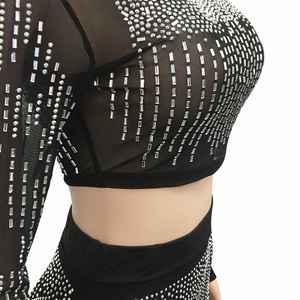 Ensemble deux pièces de luxe de marque célèbre, brodé, pour soirée, club, mode, sexy, soirée en boîte de nuit - Product Image 4