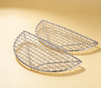 Grille demi-lune en acier inoxydable, plateau de cuisson au charbon de bois, accessoire de barbecue jetable pour le camping en plein air