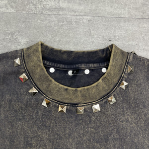<span class=keywords><strong>T</strong></span>-shirt sans manches en coton 100% personnalisé Guangzhou Shangshang, impression DTG, graphisme jumbo, vintage, lavage à l'acide, rivets, débardeur - Product Image 4
