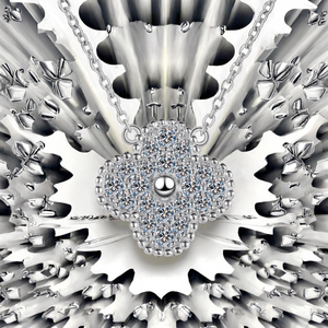 Collar de Trébol Pequeño al por Mayor para Mujer, Joyería de Moda de Gran Venta, Diamantes Completos, Plata 925, Cadenas Chapadas en Rodio Color D - Product Image 3