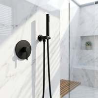 Ensemble de douche mural noir en acier inoxydable dissimulé, finition douce, mitigeur de baignoire, robinet de douche, valve en céramique à poignée unique