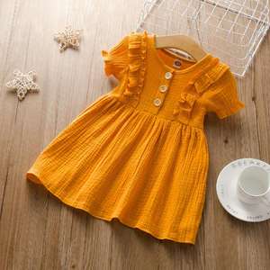 Vestido Casual de Verano 2022 para Niñas Pequeñas, Falda con Botones, Ropa Infantil de Manga Corta, Ropa para Bebés - Product Image 5