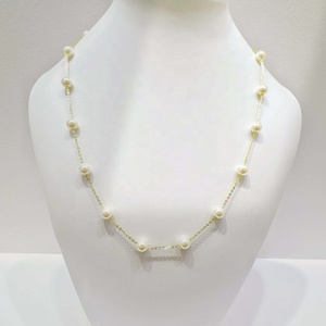 wholesale plata 925 sterling silver pearl dainty necklace Everyday Wear gift minimalist vintage gold plated beaded necklaces - Product Image 3