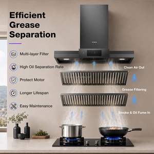 <span class=keywords><strong>Hotte</strong></span> aspirante inclinée murale HYUNDAI 60 cm, extracteur d'air de cuisine 350 m³/h, filtre à graisse en aluminium, écoénergétique, usine OEM - Product Image 2