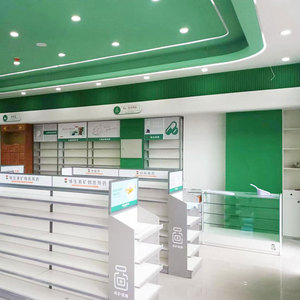 04-XDZYS012 Solution clé en main de design d'intérieur pour pharmacie avec étagères murales réglables pour les chaînes de magasins de marque - Product Image 1