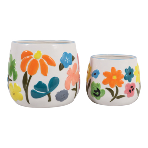 Vasi in Ceramica Dipinti a Mano con Design a Tulipano per Piante da Interno e Decorazione Casa e Giardino - Product Image 1