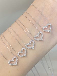 Collar con colgante de corazón de oro macizo de 18 quilates Xinfly, collar de diamantes, joyería fina, regalo en stock, AU750, joyería de lujo. - Product Image 6