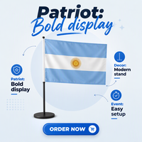 Drapeau de voiture d'Argentine en polyester, mini-bannière rectangulaire à impression numérique, emblème solaire pour décoration extérieure et cyclisme