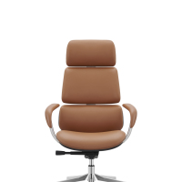Chaise de bureau exécutive ergonomique moderne à dossier haut, confortable, base en aluminium, cuir véritable, hauteur réglable, chaise d'ordinateur