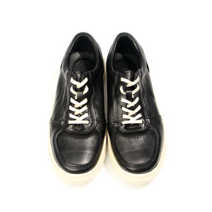 Retro Genuine <b>Leather</b> <b>Sneakers</b> Men's Casual Shoes Low Heel Solid Color Front Laces Leisure Chunky Shoes - Product Image 2