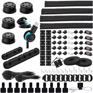 Jiaen - Organizador <span class=keywords><strong>de</strong></span> Cables Autoadhesivo, Kit <span class=keywords><strong>de</strong></span> Gestión <span class=keywords><strong>de</strong></span> Cables <span class=keywords><strong>de</strong></span> Goma para TV, Oficina, Coche, Hogar - Organizador <span class=keywords><strong>de</strong></span> Cables Divididos - Product Image 1