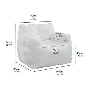 [NOUVEAU] Grand pouf confortable et confortable canapé pouf en fausse fourrure avec mousse à mémoire de forme pour salon-Blanc - Product Image 6